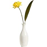 White Ceramic Bud Vase Handmade Vintage Single Flower Vase Mini Table Decor for Wedding Centerpiece Home Office Desk Decoration