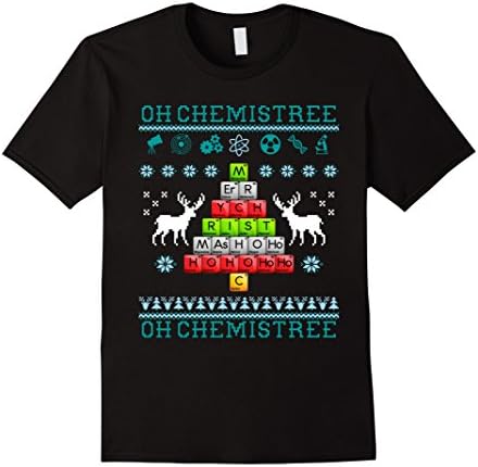 Mens Oh ugly sweater Chemistree, Periodic, Chemistry t shirt 2XL Black
