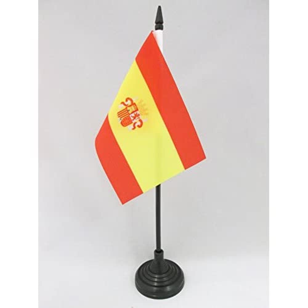 AZ FLAG - Nationalist Spanish 1936-1938 Table Flag 4'' x 6'' - Spain Office Mini Banner 100% Polyester 15 x 10 cm - Mini Desk Flag with 10'' Pole and Black Plastic Base