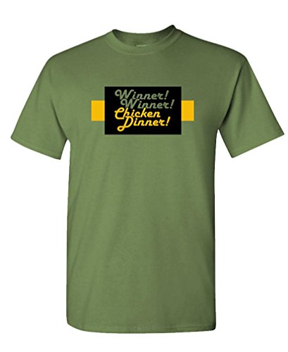 WINNER WINNER CHICKEN DINNER - pubg player - Mens Cotton T-Shirt, L, Military