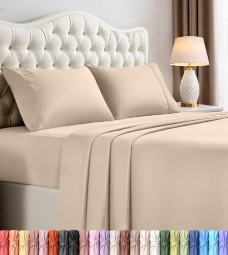 Utopia Bedding California King Bed Sheets Set - 4 Piece Bedding - Brushed Microfiber - Shrinkage and Fade Resistant - Easy Care (California King, Beige)