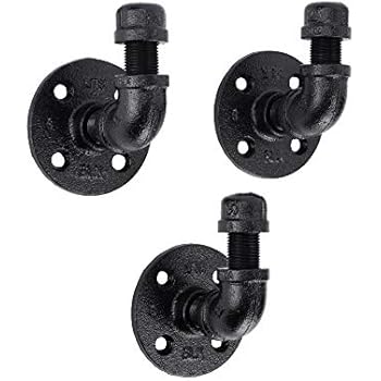Towel and Robe Hook Set by Pipe Decor, Heavy Duty DIY Style, Rustic and Chic Industrial Iron Pipe Electroplated Black Finish, 3 Hooks Perfect for Bathroom Towels, Robes, or Coats, Oil and Rust Free