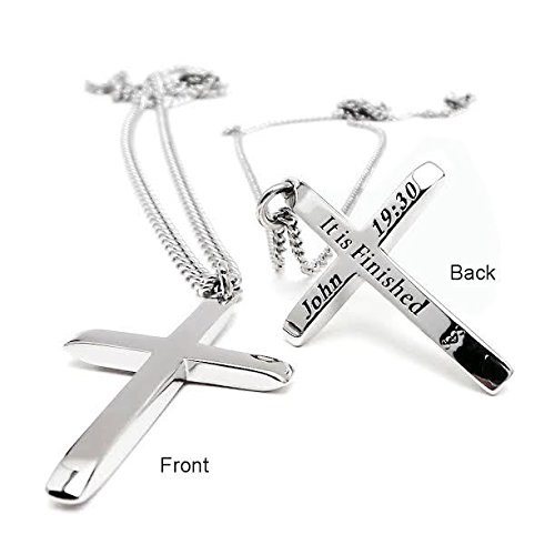 Men's Stainless Steel Tapered Cross Necklace-John 19:30