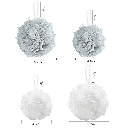 2 Size Bath Sponges - Small 30g and Large 60g Loofah Body Skin Deep Clean 4 Packs Mesh Pouf with S Hook Shower Accessories - Back Scrubber Loufa for Bathing - Bulk Luffa Sponges for Men Women and Kids - Thumbnail 3