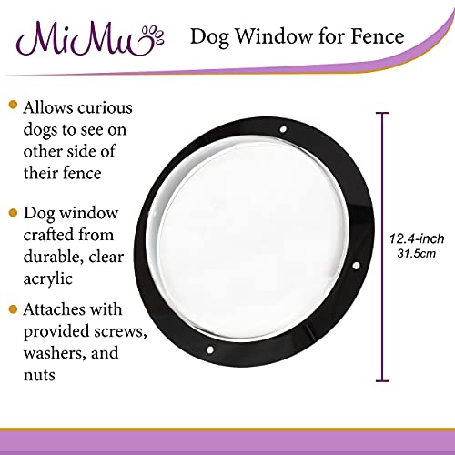 MiMu Dog Fence Window 12.4IN Acrylic Dome Clear Dome Pet Window