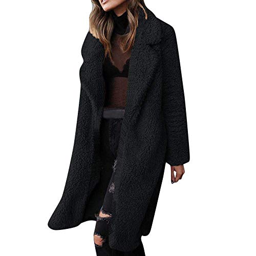 Bibowa Ladies Plus Size Faux Fur Coat Fuzzy Fleece Coat Oversized Long Cardigans Sweatshirt Outwear Teddy Bear Coat B(Long) XXL