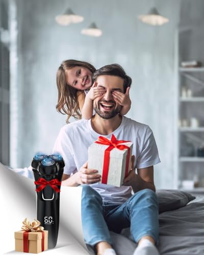 Men's Electric Shaver with LCD Display, IPX7 Waterproof for Wet and Dry Shaving, 4D Floating Head, 120 Min Battery Life, Rechargeable Shaver with Travel Lock, Ideal for Sensitive Skin (Black)