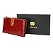 PEIUJIN Women's Genuine Wallet RFID Blocking Card Case Purse with Zipper Pocket (Red)