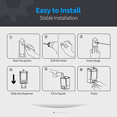 SVAVO Soap Dispenser Wall Mount 23.7oz / 700ml, Refillable Commercial Soap Dispenser, Wall Mounted Liquid Soap Dispensers for Bathroom, Kitchen, Restaurant, Body Wash, ABS Plastic