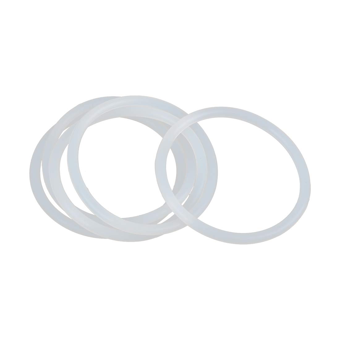 X AUTOHAUX Silicone O-Rings, 65mm OD 57mm ID 4mm Width VMQ Seal Gasket for Compressor Valves Pipe Repair, White, Pack of 5