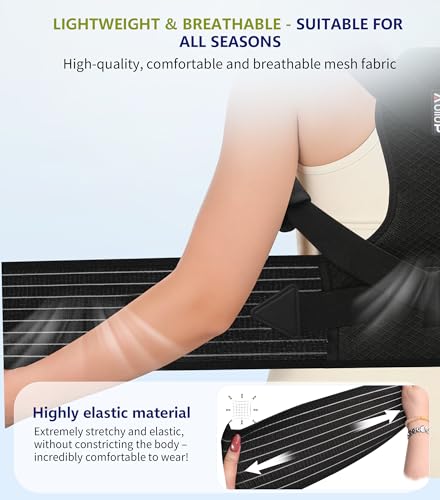 Aollop Posture Corrector Men and Women - Back Brace Back Support Belt with Breathable Adjustable Elastic Bands Back Straightener Improve Lumbar Support Belt Lower Back Pain Relief (M, Waist 35'- 47')