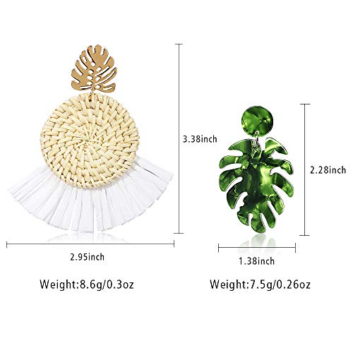 Acrylic Earrings for Women Drop Dangle Leaf Earrings Resin Minimalist Bohemian Statement Jewelry (2 pair Rattan Acrylic-Round) - Thumbnail 4