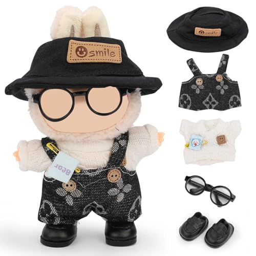 Sweater/Overalls/Hat/Glasses/Leather Boots Set 4
