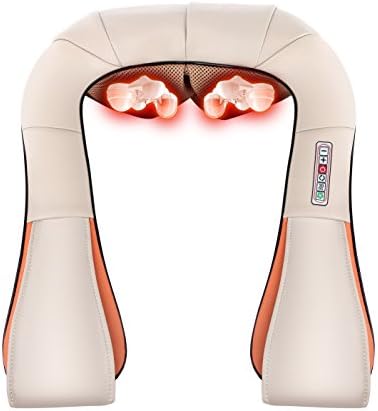 SROCKER Wireless Rechargeable Neck/Shoulder/Back Massager with Heating and 3 Adjustable Deep Shiatsu Kneading Intensity for Car/Home/Office