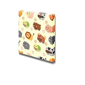 Canvas Prints Wall Art - Cartoon Animal Seamless Pattern | Modern Wall Decor/Home Art Stretched Gallery Canvas Wraps Giclee Print & Ready to Hang - 12" x 12"