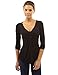PattyBoutik Women's V Neck Ruched Twist Knot Front Long Sleeve Tunic