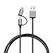 TROND 2 in 1 USB 2.0 Type C Charger Cable Braided (6.6ft Long, 56kΩ Pullup Resistor, Sync & Charging), for Android Smartphones, Apple New MacBook 12 inch, Google Chromebook Pixel, Nexus 5X 6P & More