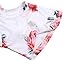ECOWISH Womens Summer Floral Print Cut Out Shoulder with Ruffle Sleeve T Shirt Blouse(7 Color, S-2XL) White
