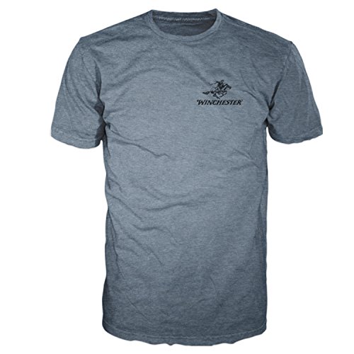 Winchester Official Men's Vintage Rider Graphic Printed Short Sleeve Cotton T-Shirt (Large, Heather Indigo)