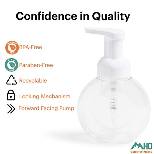 MHO Containers Clear Foaming Soap Dispenser with White Pump Locking