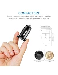 Nulaxy Dual USB Car Charger, 24W 4.8A Full Body Metal Flush Fit Cargador rápido para iPhone Xs max XR x 7 6s, iPad Pro Air Mini 2019, Note 9 Galaxy S10 S9 S8, Pixel 3 3XL