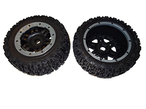 King Motor Rear T1000 GT Pioneer Knobby Tires & Wheels - Fit HPI Baja 5T & 5SC LOSI T