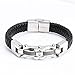 Jusnova Mens Stainless Steel Braided Leather Bracelet Bangle 8.6 Inches Silver Color