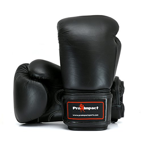 Genuine Leather Boxing Gloves Black 12 Oz. Pro Impact ($80 Value)