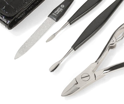 Women's Manicure Set in Black Leather Case. Made by Niegeloh in Solingen, Germany - Thumbnail 3