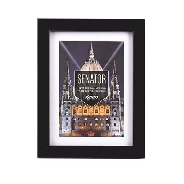 Kenro Senator Black Wood Photo Frame 12x16 Inch / 30x40cm with White Mat for Photo 12x10 Inch / 25x30cm - SNF2530B