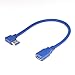 RIITOP Short Angle USB 3.0 Extension Cable Type A Male Plug to Female Cord 1 Foot 2-Pack (1x Left, 1x Right)