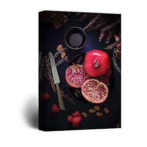 Canvas Wall Art - Red Pomegranates - Giclee Print Gallery Wrap Modern Home Art Ready to Hang - 12x18 inches