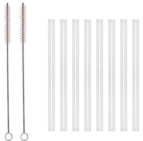 T&N Glas Strohhalm 8er Set - Trinkhalme Glas + 2 Bürsten - Strohhalm wiederverwendbar Glas - umweltfreundlich, mehrweg… – Bild 3