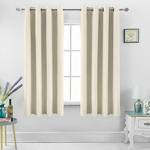 Partial Room Darkening Grommet Thermal & Noise Insulated, Semi Blackout Extra Thick 250 GSM Window Curtains, Bonus 2 Tie Backs Included, 2 Panels Total Wide 104” (Each Panel 52" x 63" Butter Cream)