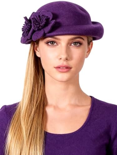 ORIDOOR Women Vintage Wool Felt Flowers Bucket Cloche Bowler Hat