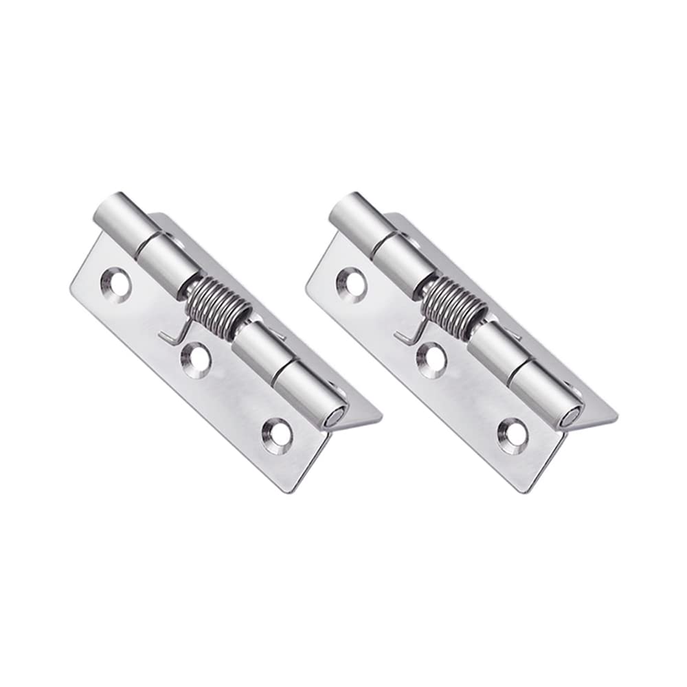 2PCS Self Opening Spring Hinges, Stainless Steel Spring Door Hinges, Automatic Opening Hinges for Internal use in Residential and Commercial Building Projects(75×49×2MM)