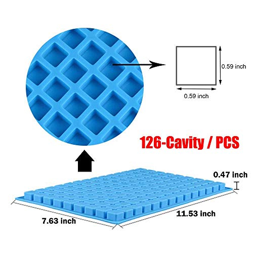 Palksky 126 Cavities Mini Square Silicone Mold/Chocolate Candy Mould for Gummy Jelly Truffles Ganache Pralines Caramels