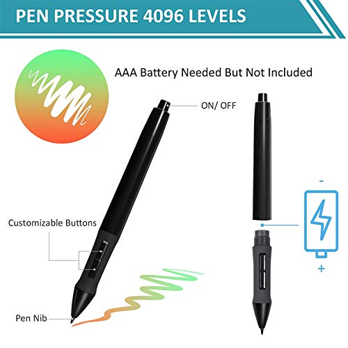 Kenting K5540 Drawing Tablet USB Graphic Tablet 5.5 x 4 inches Pen Tablet Board Kit Glove 6.7 inches OSU Tablet and Pen for Kids 4096 Levels Pressure Windows Mac Laptop Computer (Black + Case)