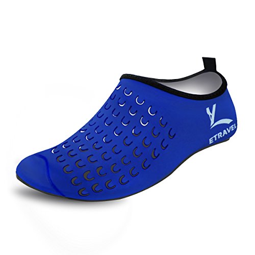 Cevinee Slip-on Water Shoes, Anti-slip Athletic Aqua Socks, for Outdoor Pool Beach Swim Exercise Workout - Blue Dot XXL - Thumbnail 6