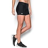 Under Armour Women's HeatGear Authentic Middy Shorts, Black/Silver, X-Large