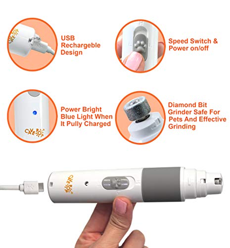 Pet Nail Grinder, Dog Cat Nail Clippers, Painless Pet Nail Trimmer, Electric Dog Cat Nail Trimmer, Dog Nail / Toenail File Grinder, Portable & USB Rechargeable Grooming Tools for Small and Large Dogs - Thumbnail 2