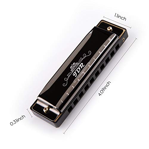 JDR Blues Harmonica Set (7 Piece Set with EVA Protective Case) ,10 Hole Harmonica Key of C, D, E, F, G, A&B, Suitable for Any Occasion, Like Blues, Folk, Jazz and Pop