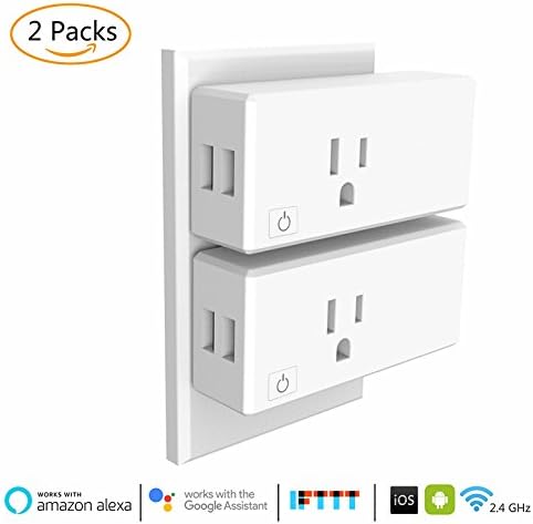 Smart Plug, 2-Pack Profer Mini Wifi Smart Plug With 2 USB Ports, Work with Alexa, Google Assistant and IFTTT, No Hub Required, Control Your Equipment From Anywhere - White