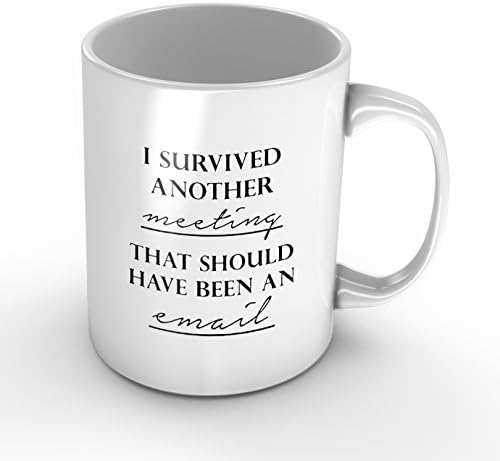 CTIGERS Funny Mug I Survived Another Meeting That Should Have Been and Email Hummor Saying Birthday Christmas Gift 11 OZ