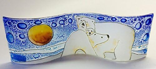 Unique Quality Fused Wavy Glass 8.5" Figurine Arctic Circle Polar Bears
