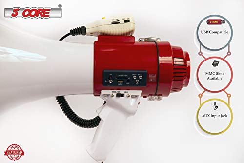 image for 5 Core Megaphones Speaker PA Bullhorn with Siren/Loudhailer - Ideal fo