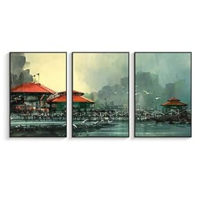 Framed Canvas Wall Art for Living Room, Bedroom Abstract Paintings Canvas Prints for Home Decoration Ready to Hanging - 16"x24"x3 Panels