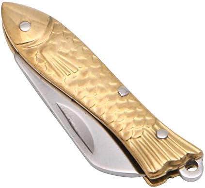 Coldtoy Fish-shape Keyring Knife, Pocket Keychain Tactical Small Folding Brass Knife