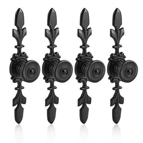 Fdit Pack of 4 Vintage Style Pull Handle Door Knob Back Plate for Home Furniture Drawer Cabinet Dresser Closet Wardrobe Cupboard with Screw(Black)