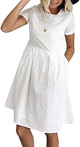 Womens maxi dress Half Sleeve Casual High Waist Loose Knee Length Dress